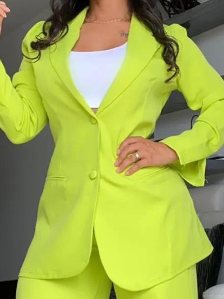 Elegantes Damen Anzug Set Hose mit Falten und Stehkragen