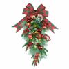 Realistic Artificial Christmas Wreath Pine Needles Droplet Style Wall Hanging Christmas Garland Teardrop Shape Red Berries