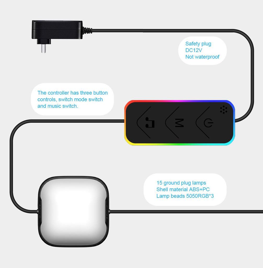 WiFi Smart LED Color-Changing Lawn and Music Light String with In-Ground Plug