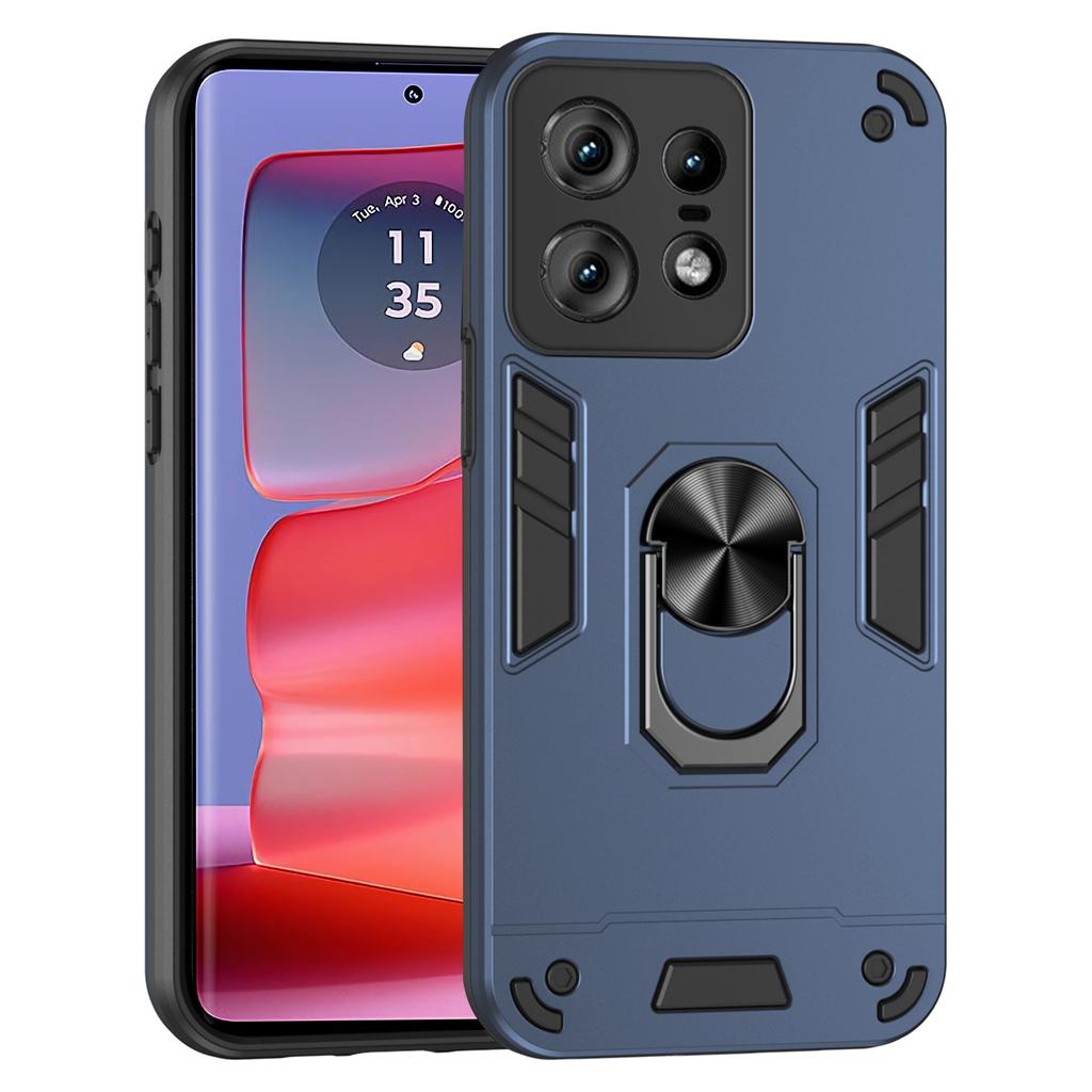 For Motorola Edge 50 Pro 5G Case PC+TPU Drop Defend Phone Cover with Ring Kickstand
