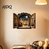 Atmosfera Accogliente Stanza di Natale Luce Finestra Babbo Natale Decorazione Murale Illuminata 3D Renna LED Calda Decorazione Nevosa Scena del Villaggio
