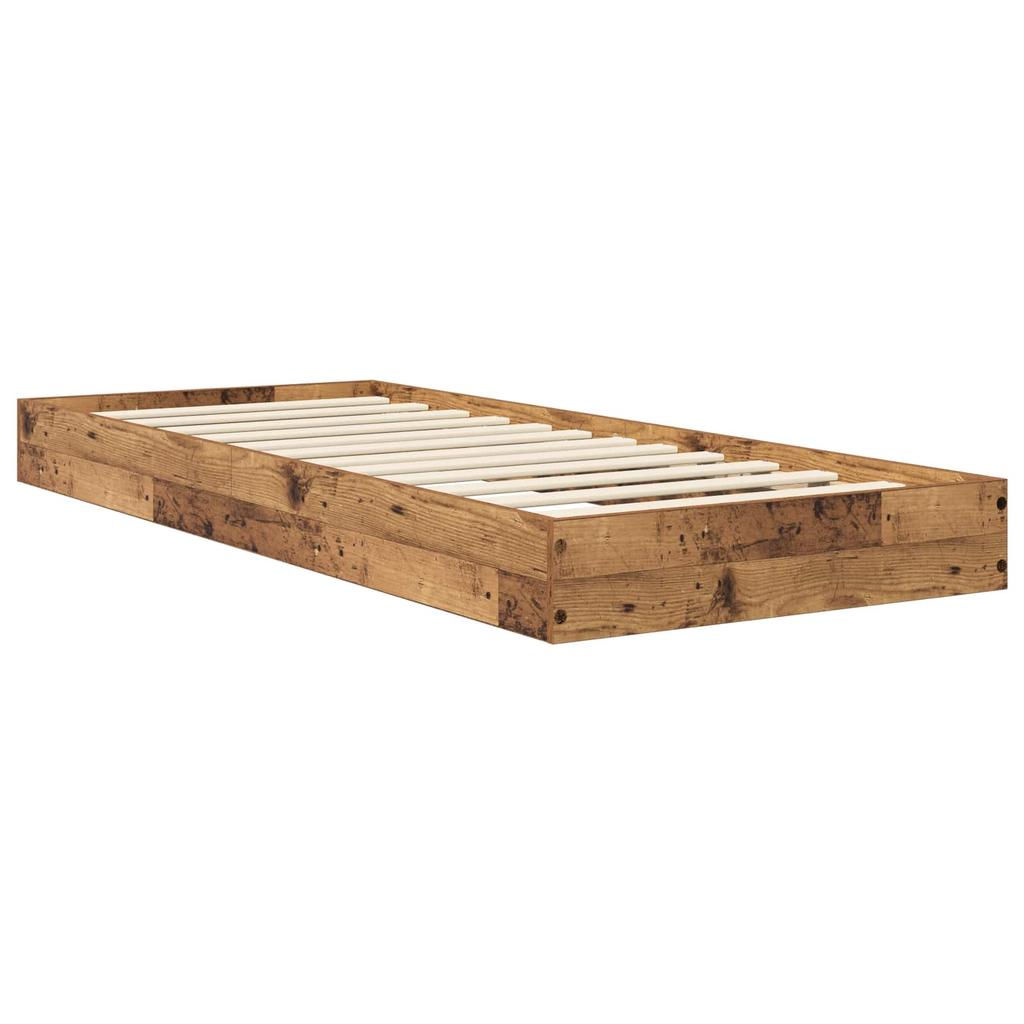 Platform Bed Frame Reclaimed Wood Look 80 x 200 cm Engineered Wood