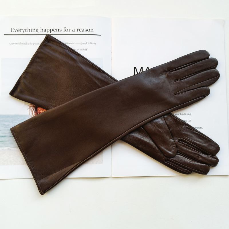 

Новые женские длинные перчатки из овчины с плюшевой подкладкой и ветрозащитные кожаные перчатки для вождения 7.5