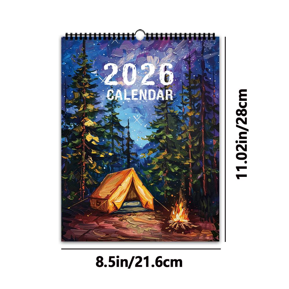 

1 шт. настенный календарь на 2026 год, Мечтательный красивый дизайн, 12 уникальных узоров, Месячный план, Идеальный подарок на дни рождения, Рождество, Новый год