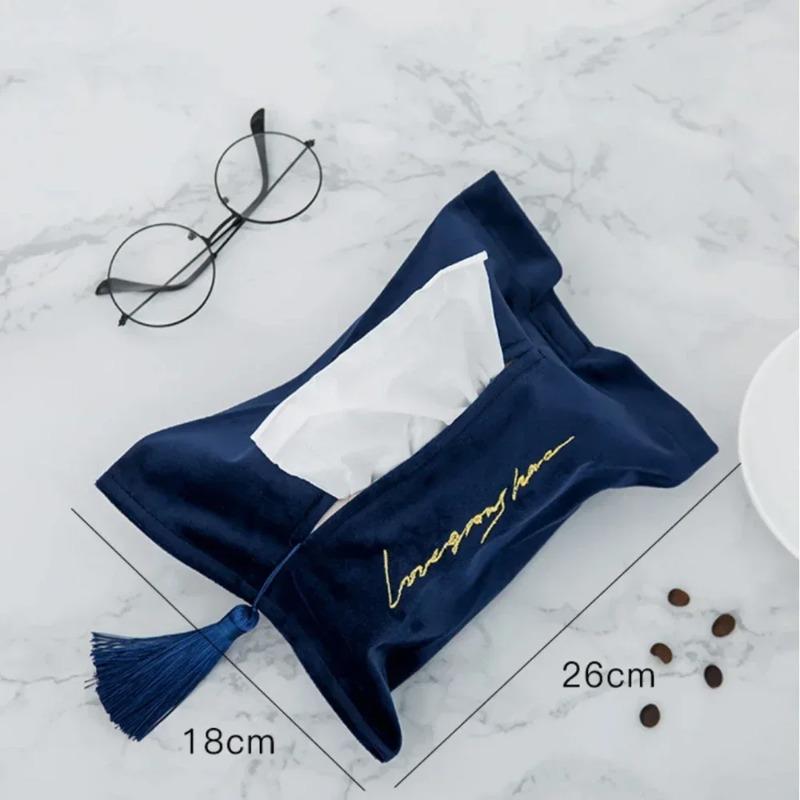 Taschentuchbox Set Samt Papier Schublade Auto Wohnen Essen Aufbewahrungstasche Quaste Orientalisch Östlicher Stil MitOhne Worte Taschentuchhülle