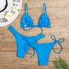 Women's Sexy 3-Piece Bikini Set - Push Up Bandage Triangle Swimsuit in Blue & Purple, Brazilian Beachwear