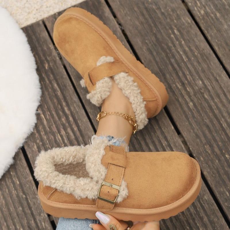 Winter new women's cotton shoes large size cotton shoes one-pedal flat-bottomed casual snow boots