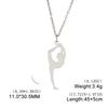 Polished Titanium Steel Cut Gymnastics Design Pendant Necklace Sports Jewelry