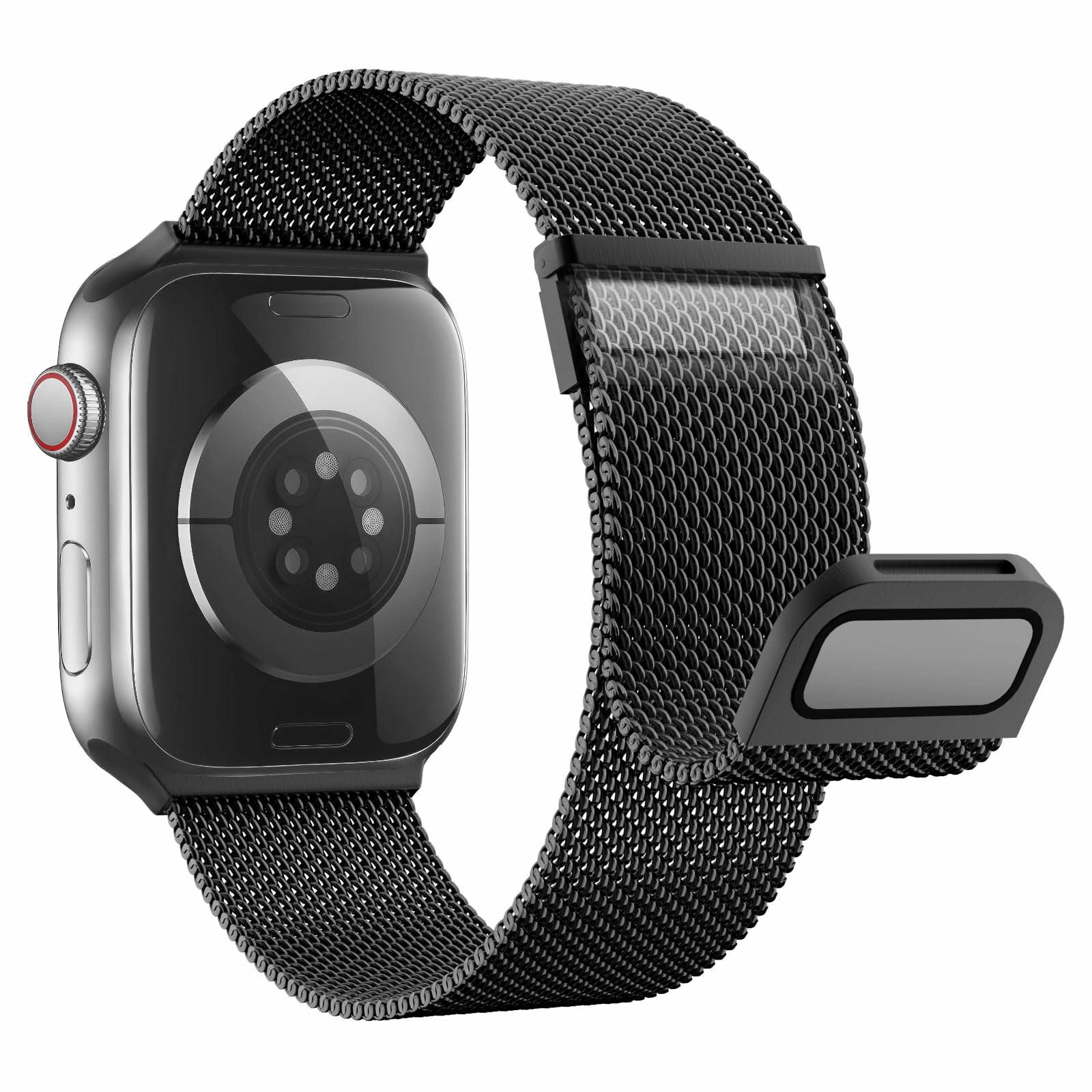 

Black Metal Strap for Apple Watch Series 10 Ultra 9 8 7 SE 6 5 4 3 2 1 46mm 49mm 45mm 44mm 42mm Magnetic Closure Milanese Watch Band A