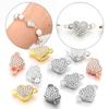5 pièces Fermoirs Magnétiques en Alliage Strass Cœur Fermoirs Finaux Magnétiques en Métal Connecteur Pour Fabrication de Bijoux DIY Bracelets Collier Fournitures
