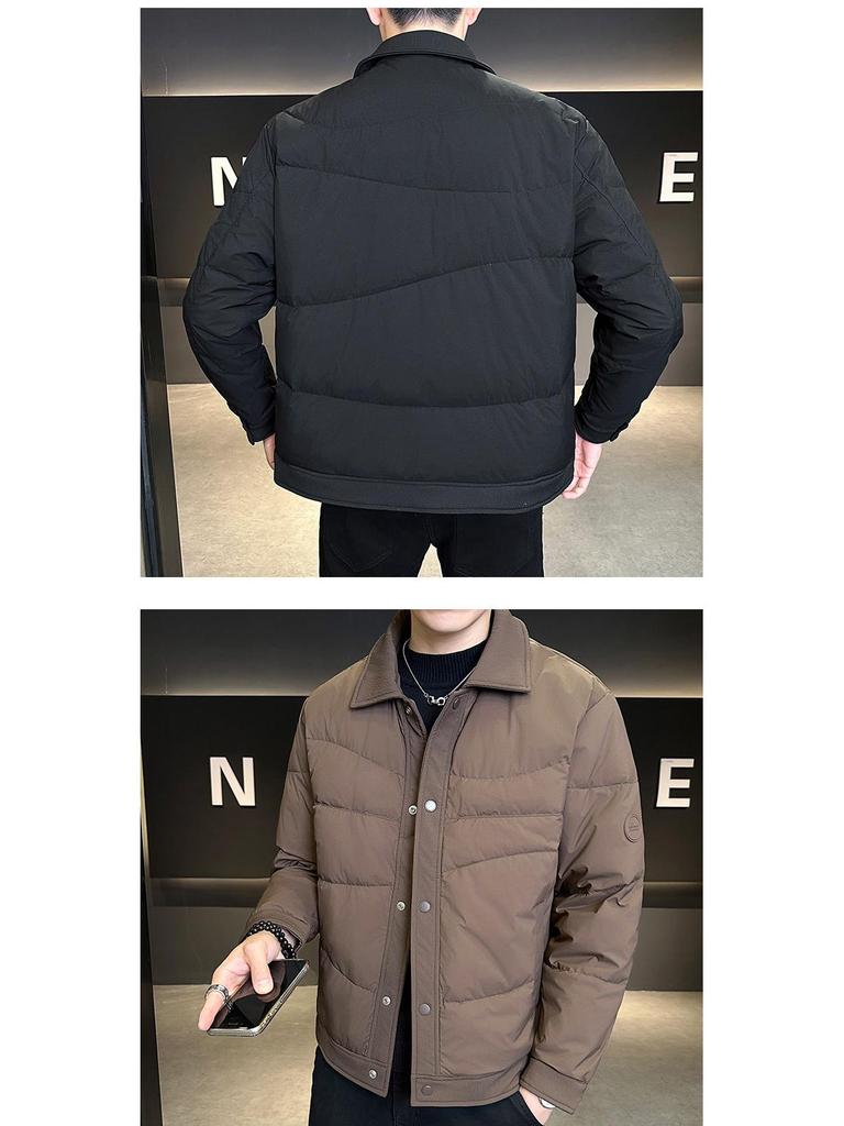 Men's Lightweight Down Shirt-Style Jacket - Autumn/Winter Lapel Outerwear