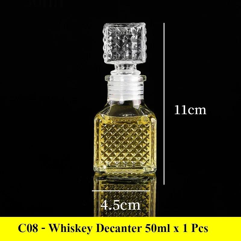 European Whiskey Transparent Glass Carved Small Bottle 50ml/100ml Mini Western Wine Bottle Sealed Red Wine Bottle