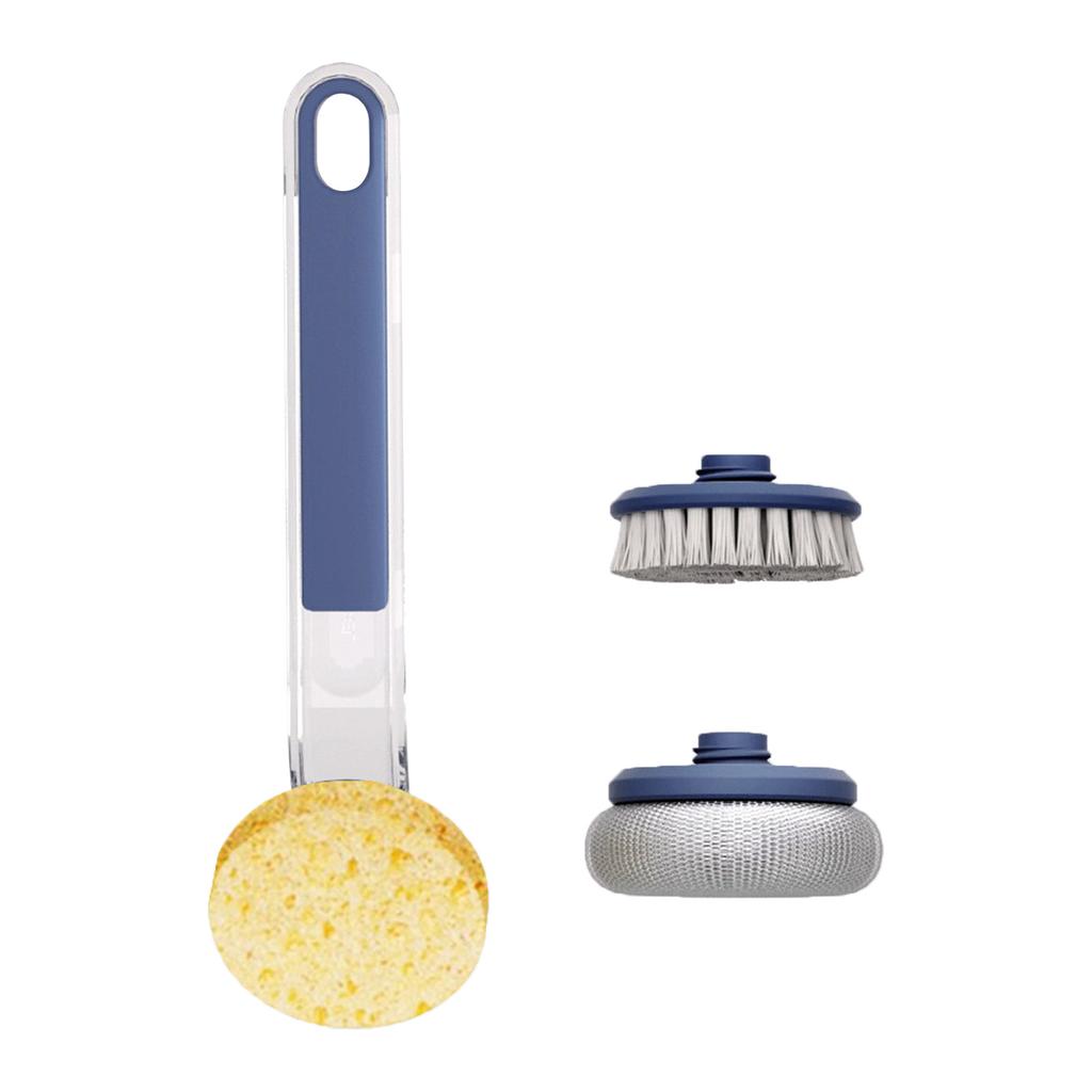 Kitchen Dish Brushes 3 in 1   Handle Pot Pan Sponge Scrubber Brush Cleaning Tool Set