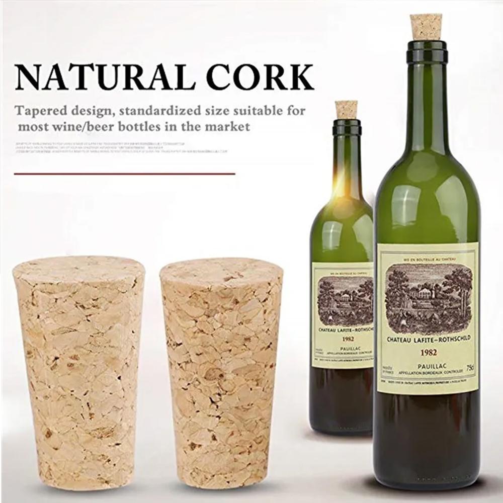 Wine Corks Standard Natural Soft Wood Wine Stoppers Reusable Tapered Sealing Plug Portable Beer Bottle Stoppers for Wine Bottle