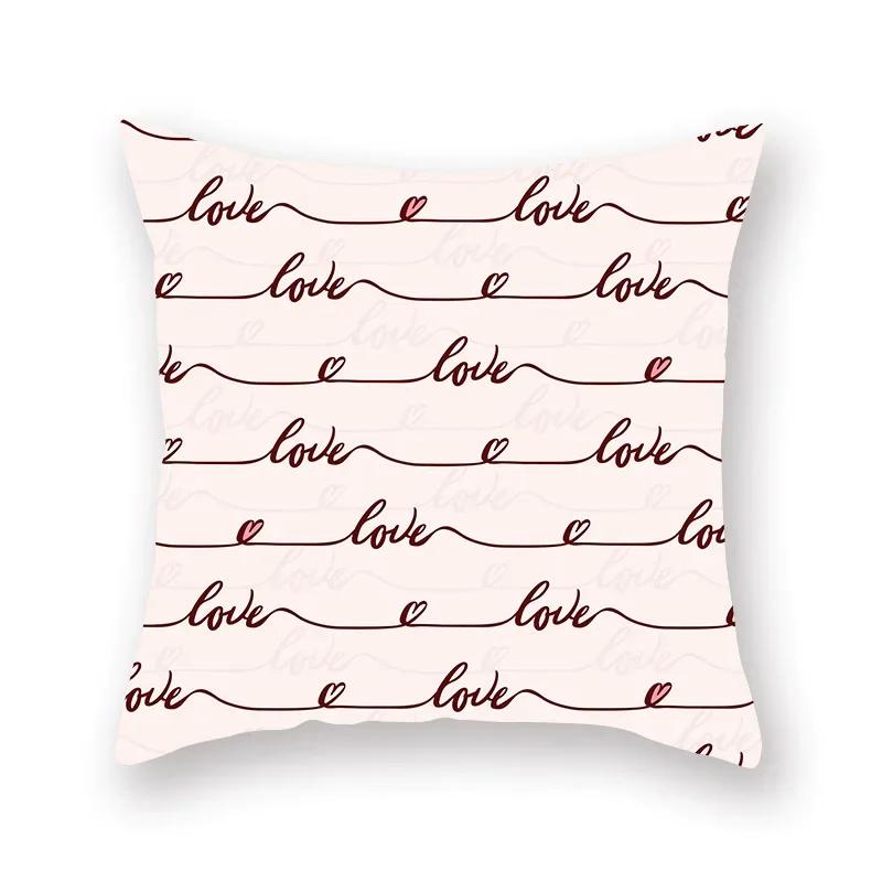 Cute Pink Red Heart Print Home Decor Pillow Sofa Cushion Cover Valentine's Day  Pillowcase