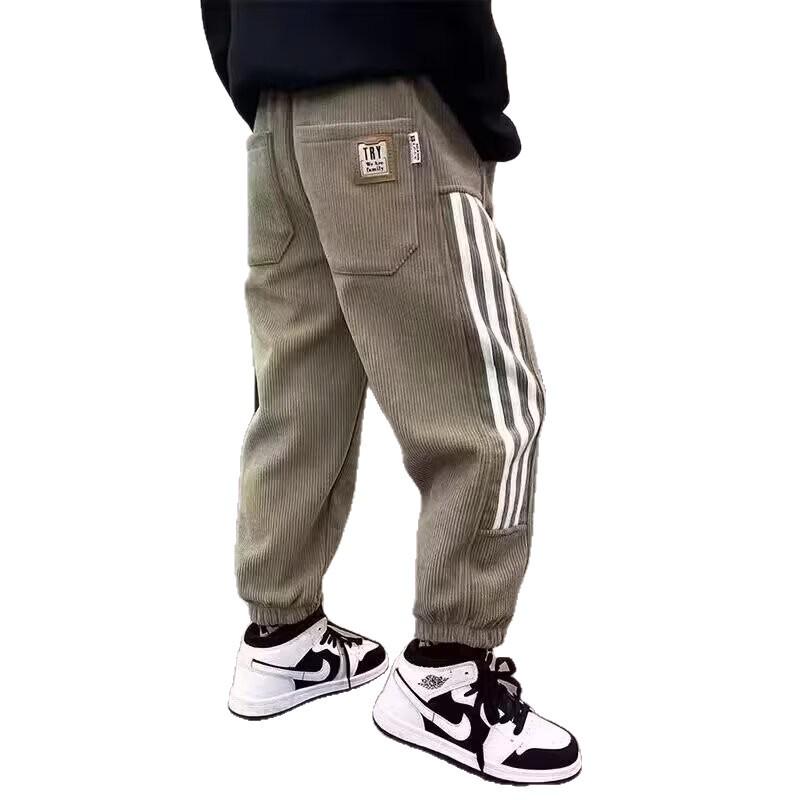 Randiga vardagsmysbyxor för pojkar - Vår-, Höst-, Vinterstilar