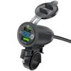 Presa USB per Moto, Caricabatterie per Auto 12V/24V con Doppia Presa USB QC3.0, Presa Caricabatterie per Auto con Voltmetro LED Adattatore per Moto Camper Auto Camion