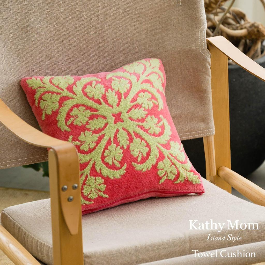 [Cathy Mum Island Style] No Hair Series 23904010 Cushion for Women, 23904010C Coral [C] Hibiscus Coral, Approximately 32cm Wide x 32cm Long