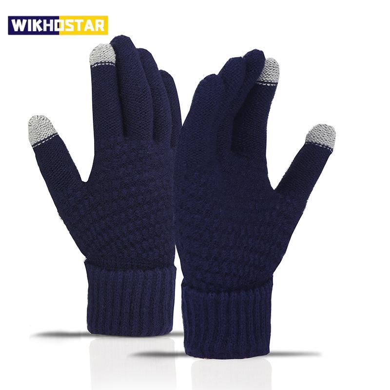 Winter Warm Touchscreen Gloves Thick Fleece Women Men Fashion Knitted Gloves Mittens Pineapple Pattern Gloves Touch Screen