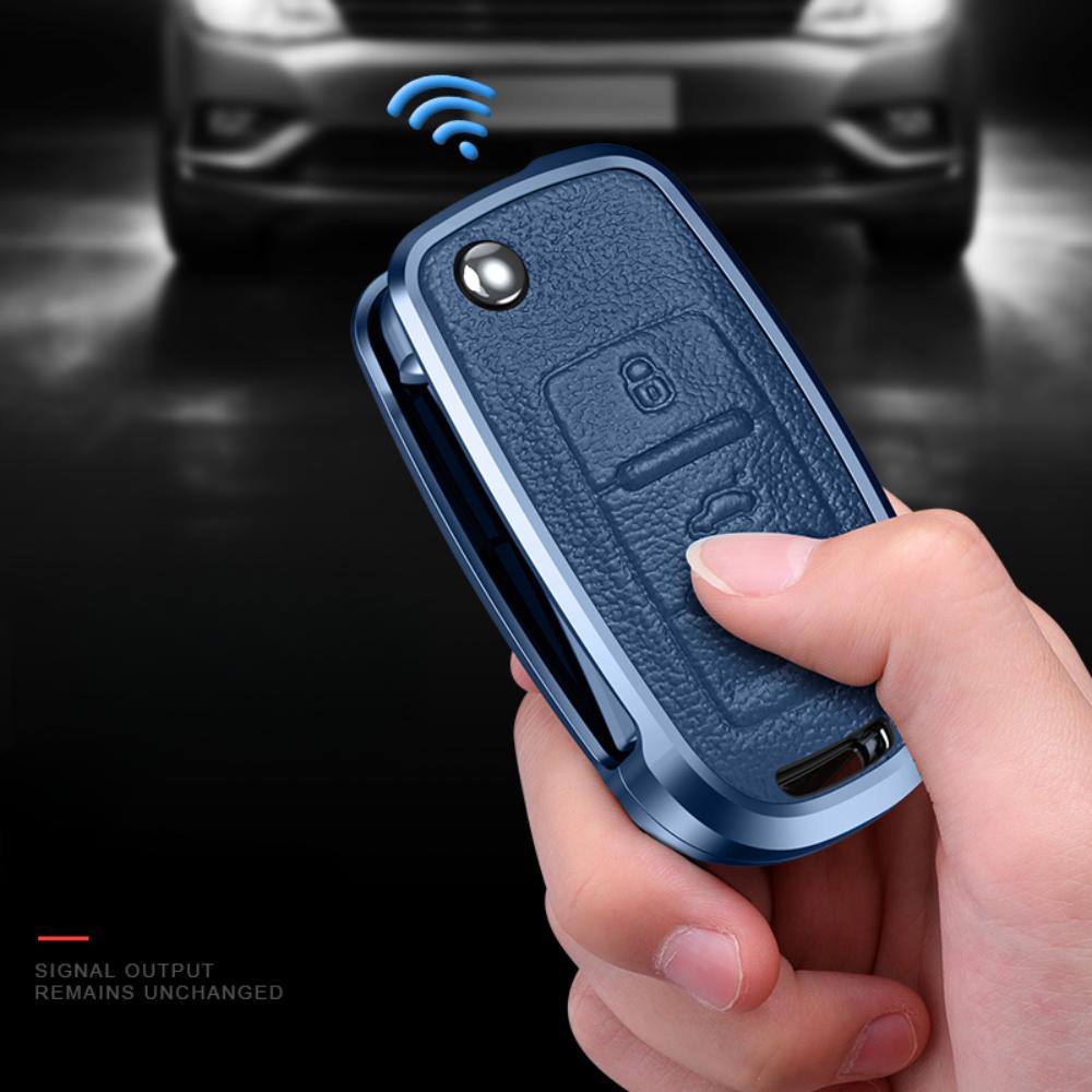 Alloy Leather Car Key Case Full Cover For Vw Volkswagen Polo Golf Passat Beetle Caddy T5 Up Eos Tiguan Skoda A5 Seat Leon Altea