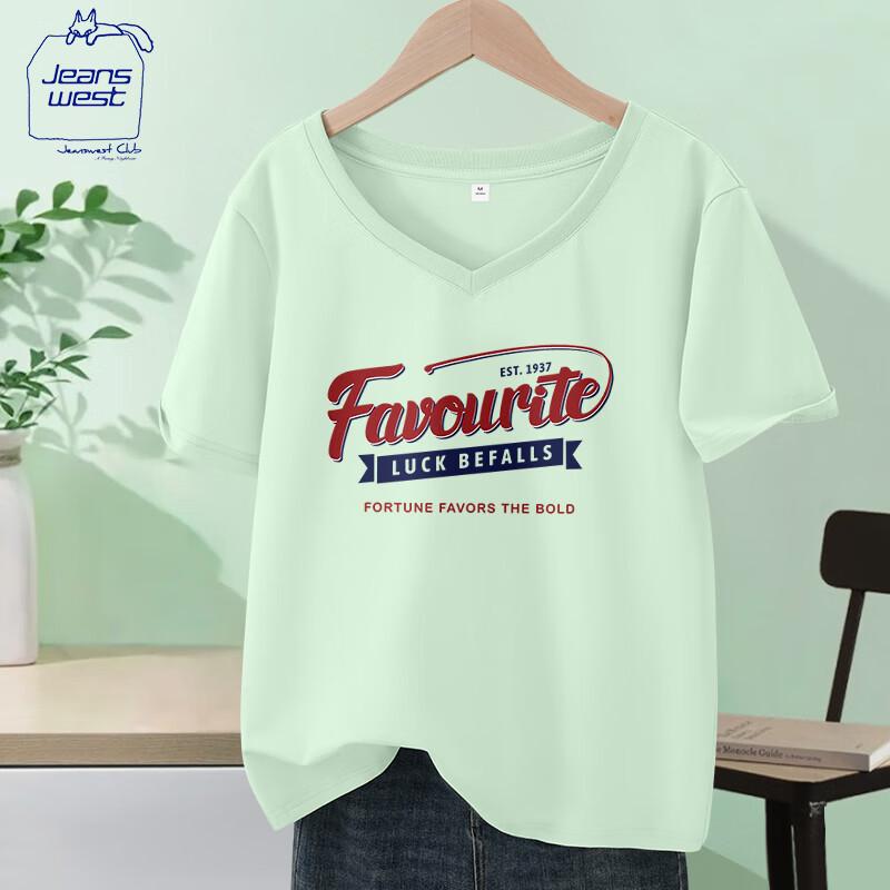 JEANSWEST CLUB American Style V-Neck Graphic T-Shirt L