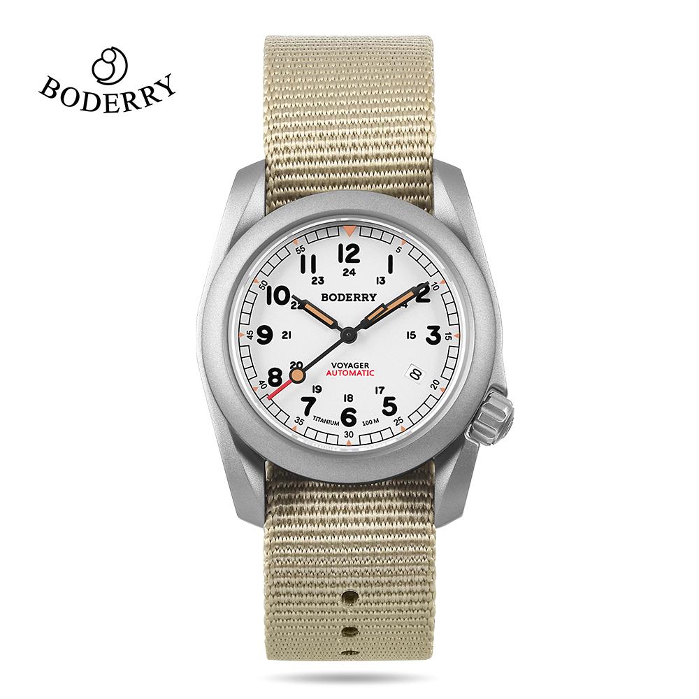 Boderry VOYAGER Field Watches Bronze Case Automatic For TMI NH35 Watch 100M Waterproof Clock Military Vintage Wristwatch Mens