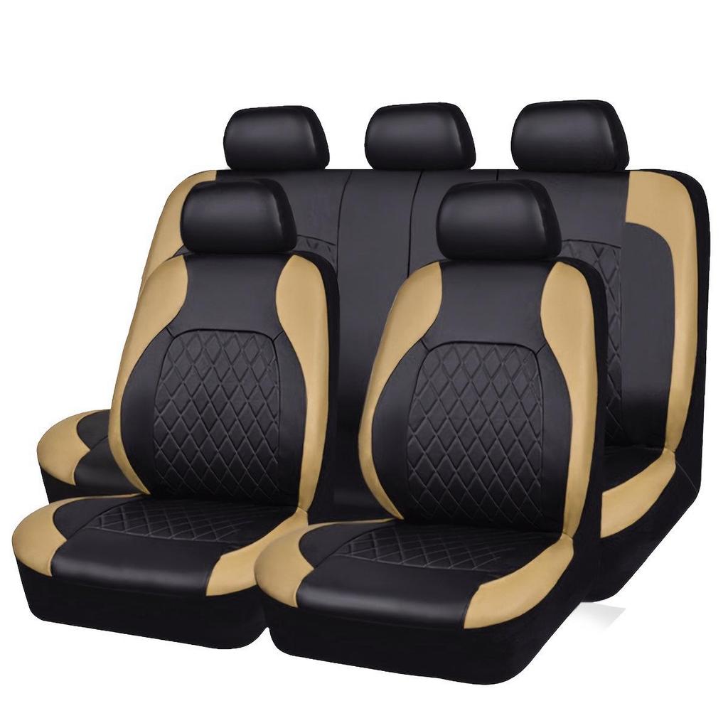 Universal Diamond Pattern PU Leather Car Seat Cover with Airbag Compatibility
