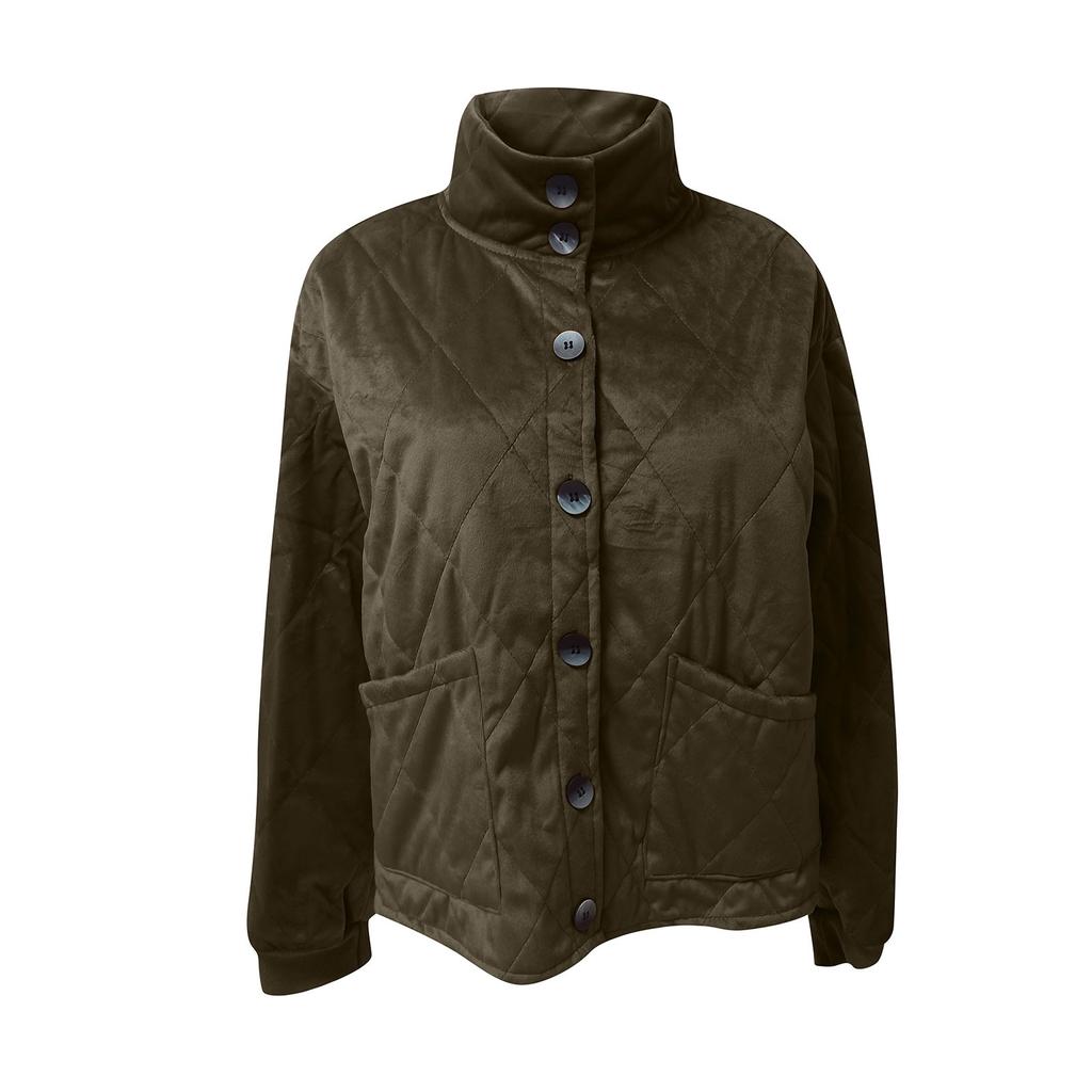 Women's Fashion Light Jacket Stand Collar Multicolor Button Coat