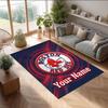 Boston Red Sox Crystal Velvet Rug, Custom Name Text Personalized Non‑Slip Floor Mat for Home Decor Gift