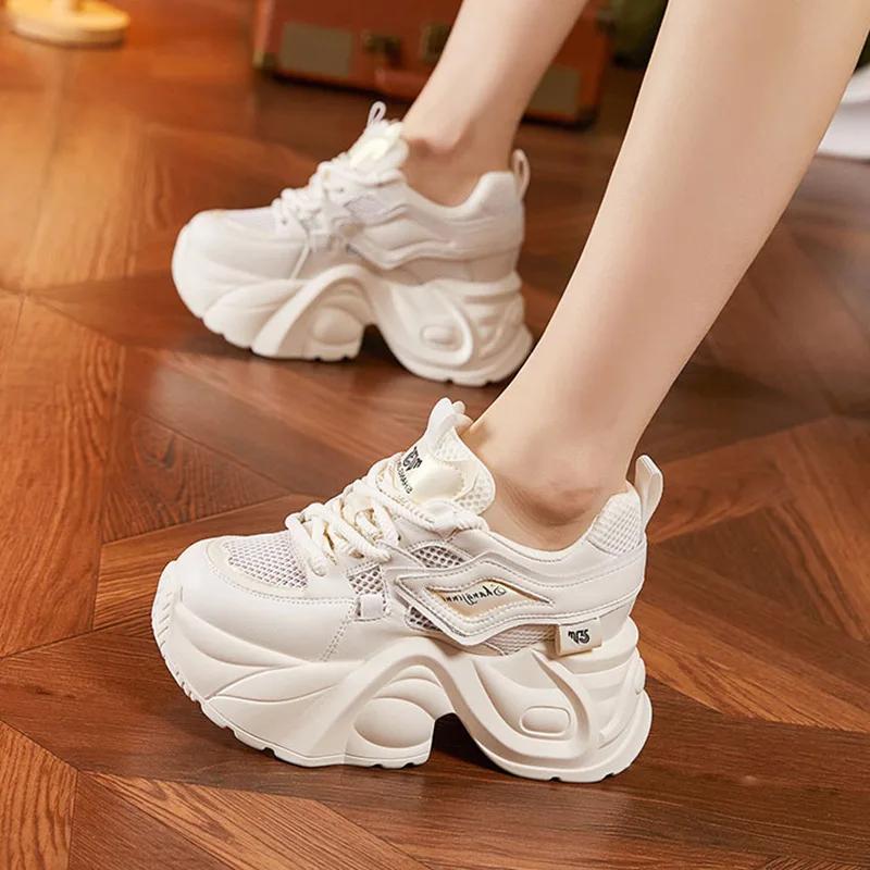 Fashion Women Spring Dad Shoes Breathable Running Sneakers Outdoor Platform Footwear Women Casual Travel Shoes Mesh Sports Walking Shoes