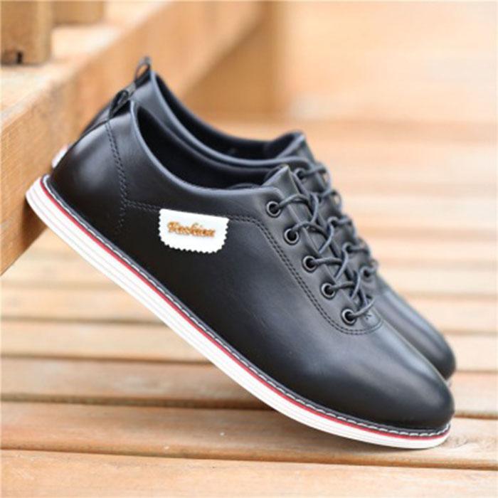 Frühling und Herbst Herren Casual Lederschuhe Herren koreanische Version des Trends Jugend Leder Panel Schuhe weiß atmungsaktiv