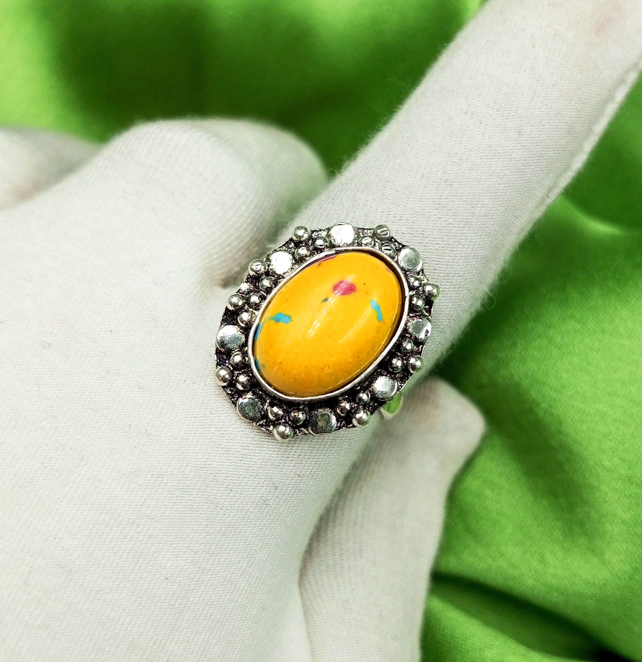

Mosaic jasper Gemstone 925 Sterling Silver Plated US SZ 6 Ring MM-R139