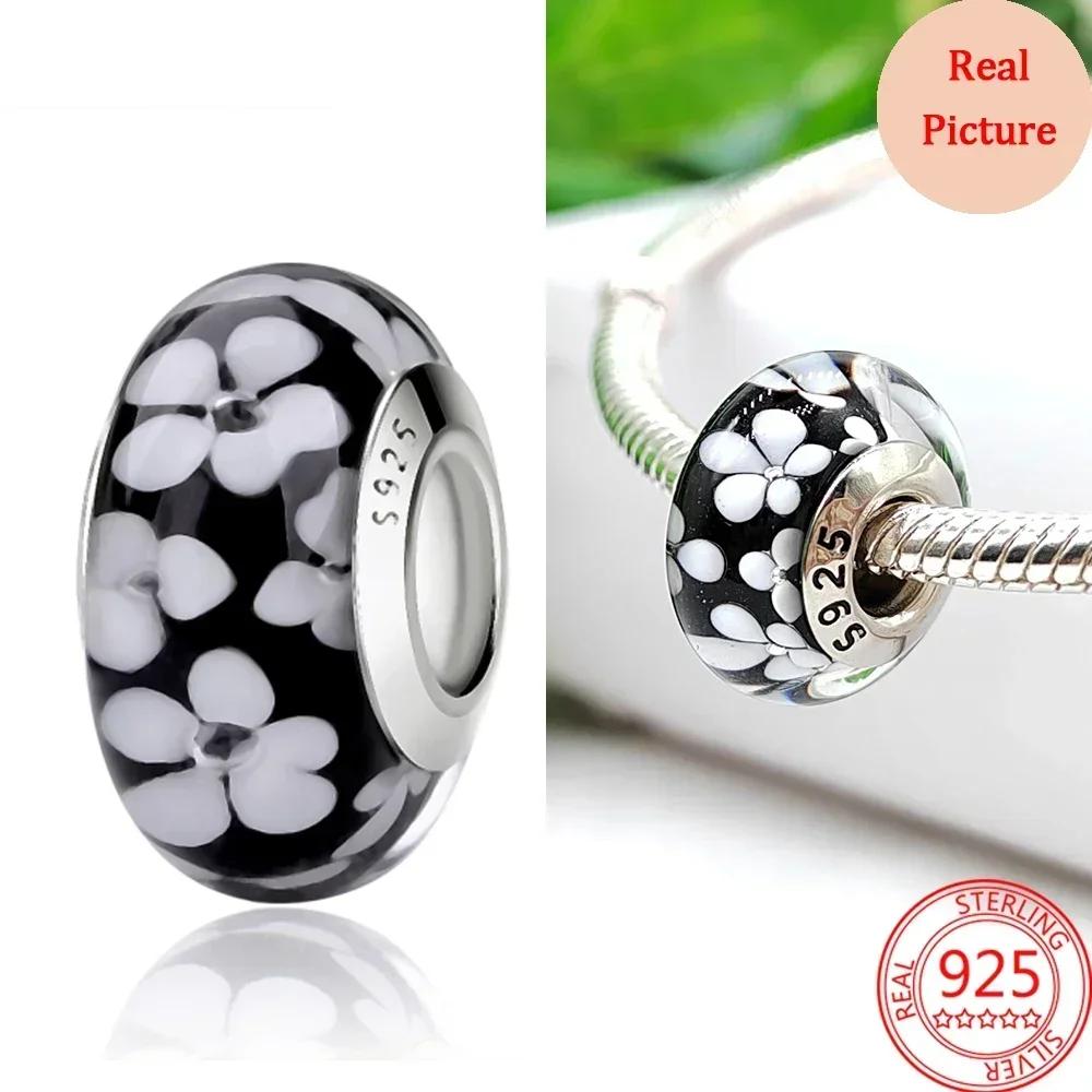 Colorful Murano Glass Beads Glass Ripple Charm Wavy Glass Bead Charms Fit Brand Bracelets Women Copper Jewelry Gift