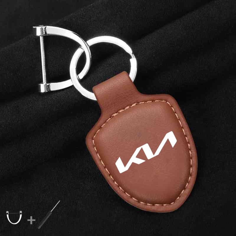 KWTU7 For Kia Rio Soul Cerato Soent Sportage Picanto K5 Forte Accessories Car Shield Leather Keychain Key Ring Pendant Holder Gift