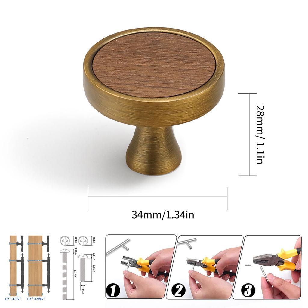 Light Luxury Single-Hole Walnut Cabinet Wardrobe Door Handles Drawer Knobs Shoe Cabinet Wooden Door Pull
