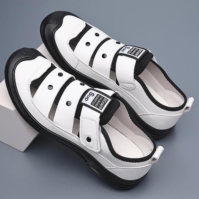 Men s Black Closed-Toe Summer Sandals - Perforated, Versatile Outdoor Beach & Water Shoes 41