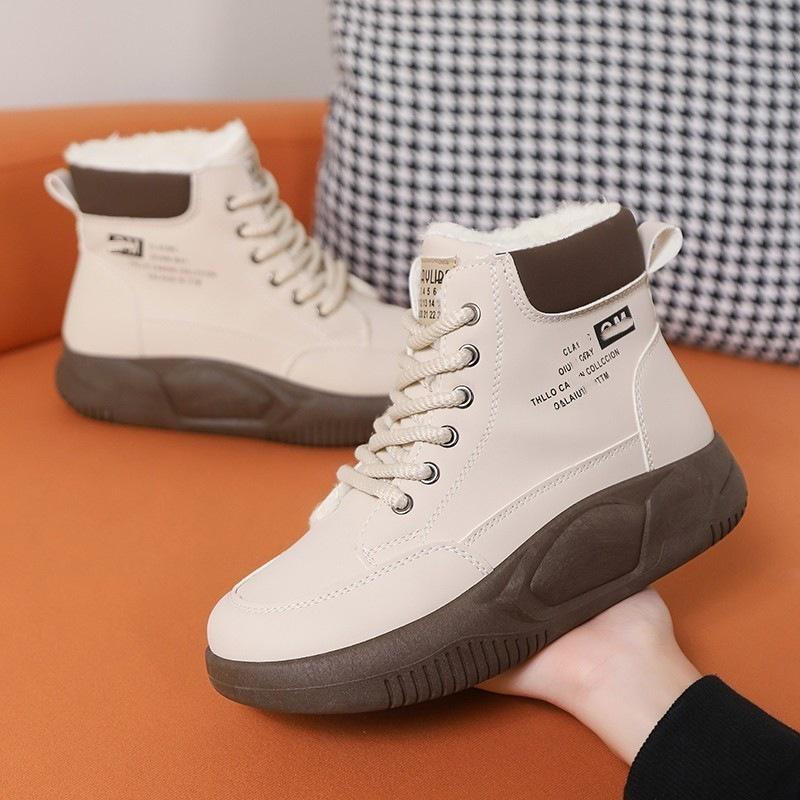 

Popular high-top shoes women s autumn and winter 2025 new thick-soled versatile retro women s shoes velvet sports and leisure shoes 35