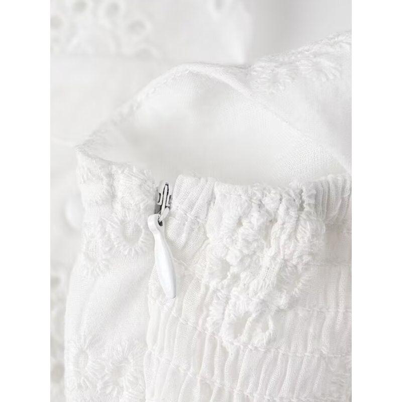 Kaslead New Arrival Women's Clothing Fashion Style Fashion Casual Minimalist Cotton Cloth Embroider V-neck Strap Dress