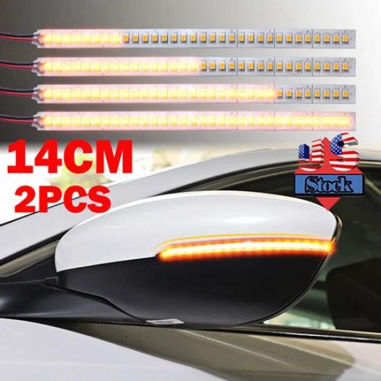 2x 14cm LED Car Side Mirror Lamp Strip Turn Signal Indicator W/ Dynamic Light
