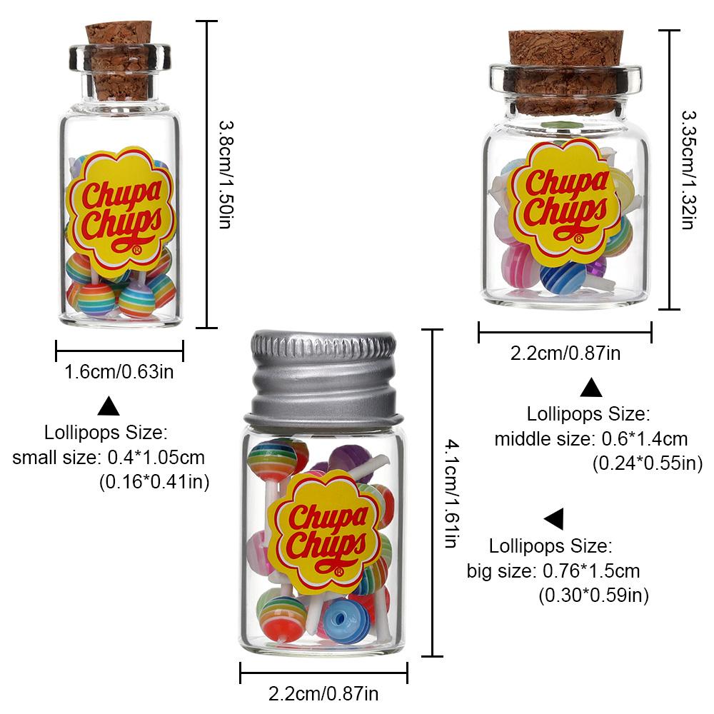 1/12 Scale Lollipops With Jar Dollhouse Miniature Food Simulation Sugar Candy Box Photography Props Doll House DIY Accessories