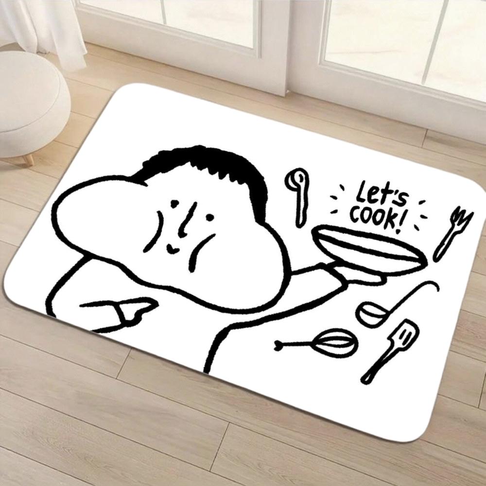 1 Piece Kitchen Carpet Cute Cartoon Floor Mat Living Room Rug Bedroom Rug Entrance Mat Washable Non-Slip Carpet Room Decor