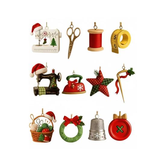 2025 Sewing Advent Calendar Craft Stitching Gift Box with 2D Acrylic Sewings Tools Buttons Threads Ornaments 24-Day Christmas Countdown Holiday Gift