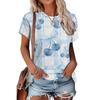 Summer Ladies 3D Color Printed Crew Neck T-Shirt