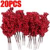 Simulation Red Berry Artificial Christmas Wealth Fruit Branches for Xmas Tree Party Home Table Ornaments Red Fruit Wreath Decor