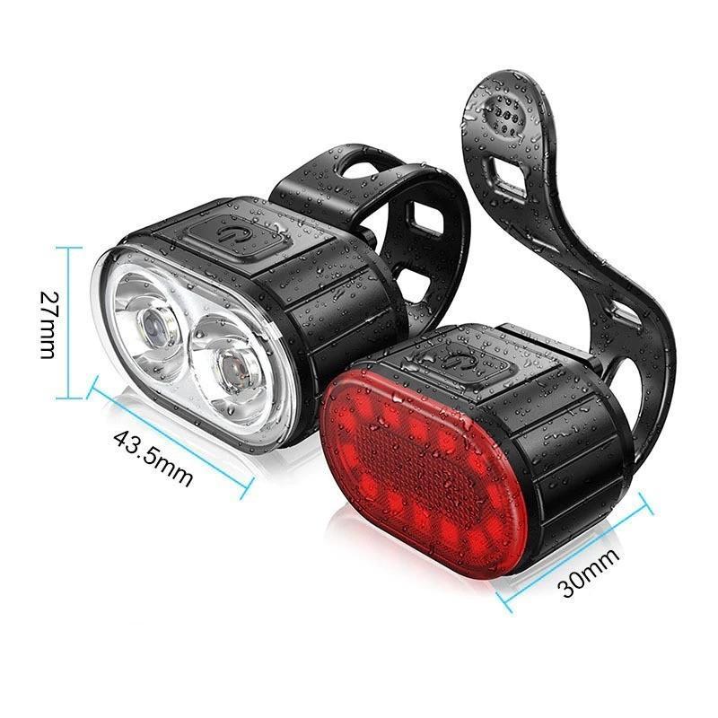 Światła Rowerowe Wodoodporne LED Przednie Tylne LED USB Ładowalne Zestaw Lampki Czołowej i Tylnej Jasna Latarka Bezpieczeństwa Światła Rowerowe
