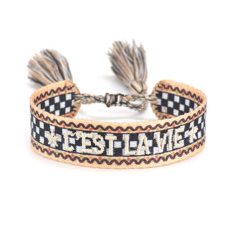 Handmade European Style Embroidered Love Bracelet with Tassels for Girls