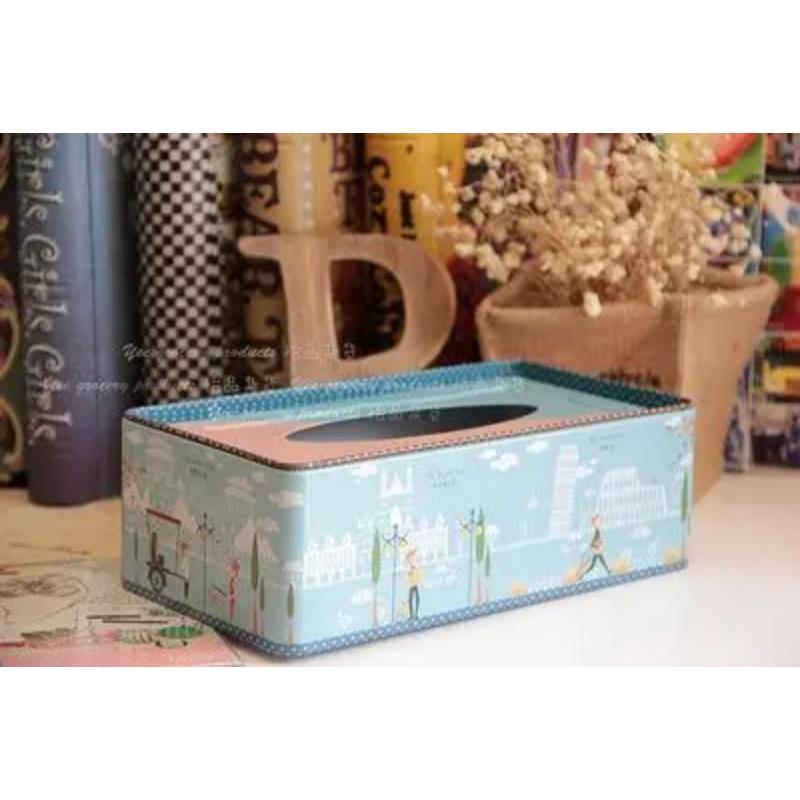 NEUE Hochwertige Taschentuchbox im ländlichen Stil mit Rosenmuster, Schreibtischdekoration aus Eisen