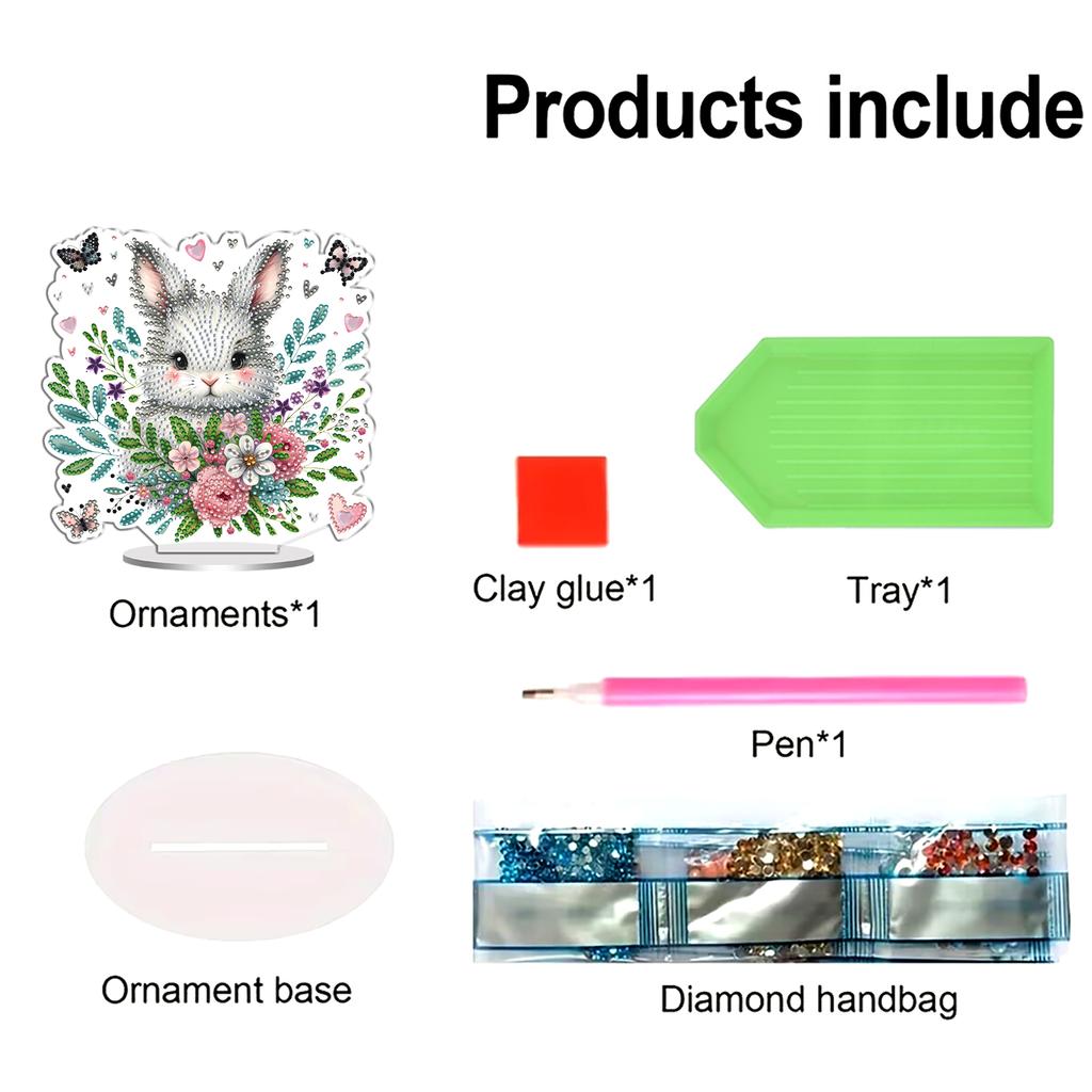 2D Flat Animal DIY Desktop Diamond Art Kits Double Sided Diamond Painting Desktop Decorations for Adults Home Office Table Decor