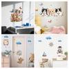 Cartoon Wall Stickers Cute Animals Wall Decal Elephant Bear Cat PVC Mural Art for Baby Nursery Kids Bedroom Playroom Classroom Wall