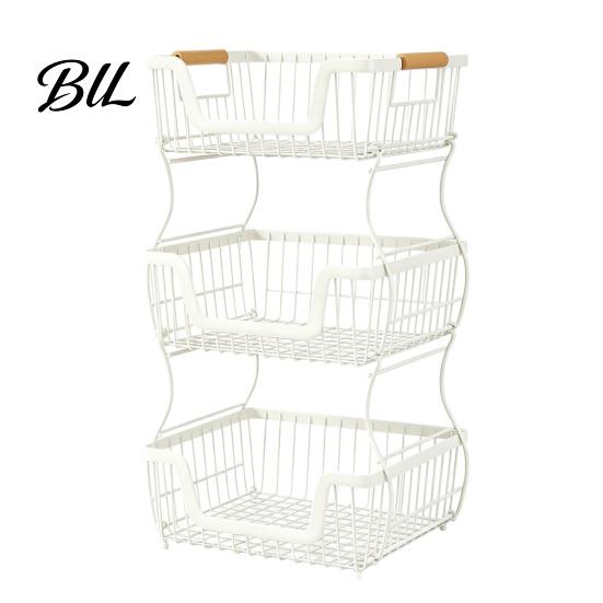 Home Organization Rack 2/3 Layer Countertop Organizer Rack, Heavy Duty Fruit Basket Stand, Metal Storage Space Saving Carbon Steel for Kitchen, Pantry